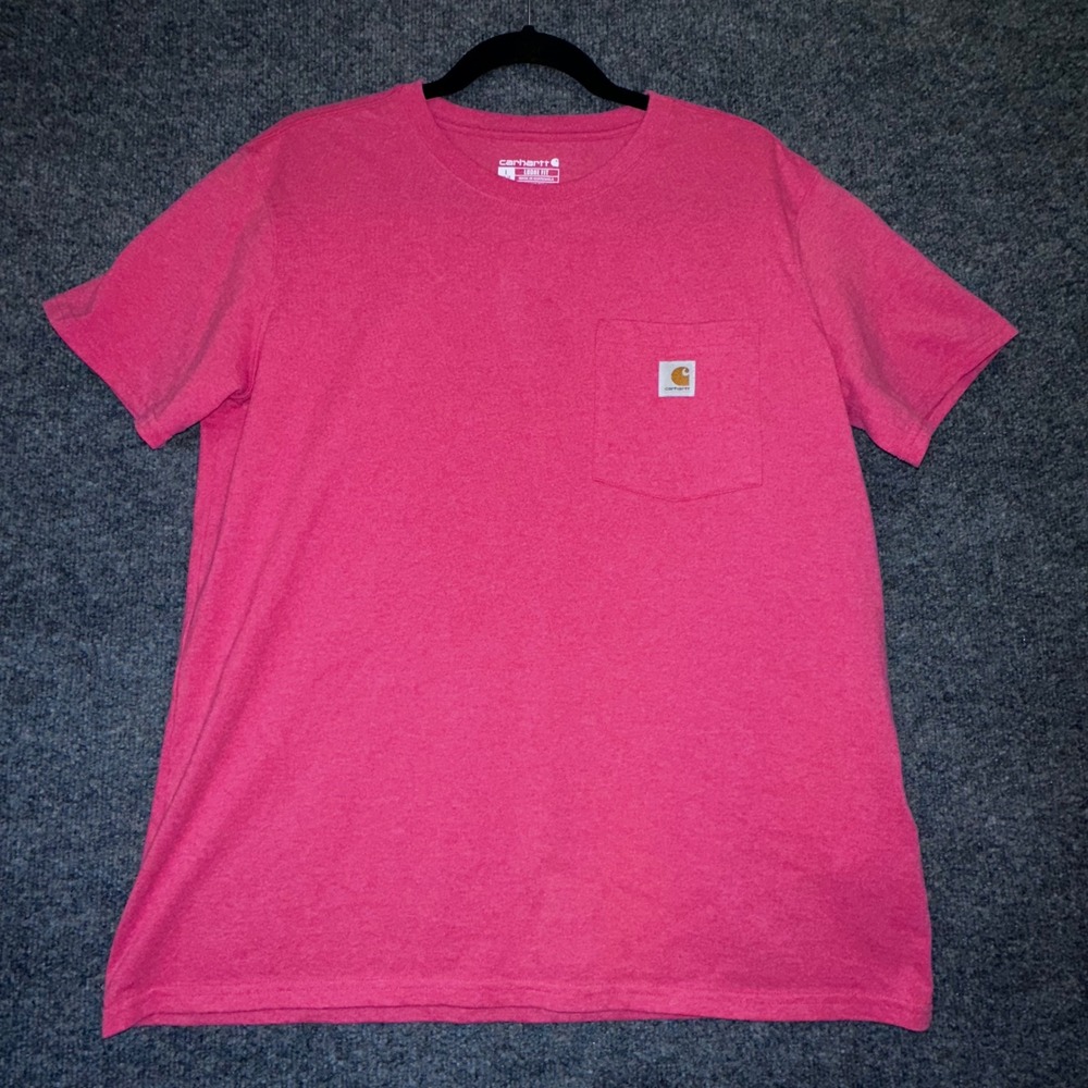 Carhartt Womens Loose Fit Pocket T-Shirt Red Heather Short Sleeve‎ Tee L 12-14